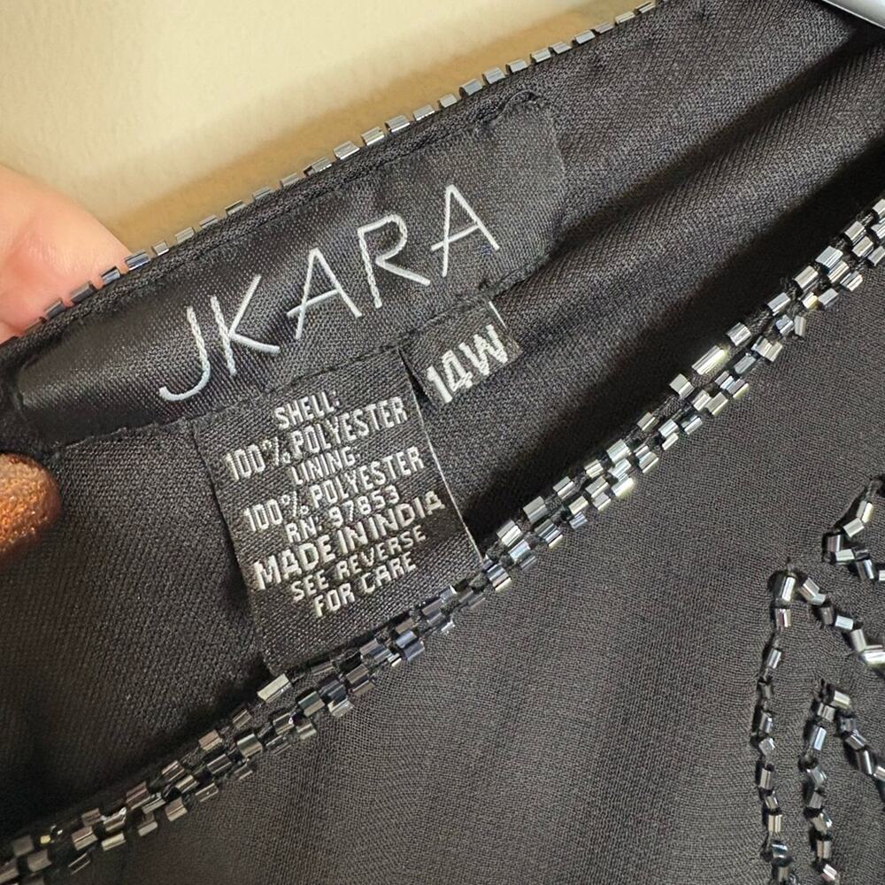 NEW J Kara Black Beaded Formal Long Dress Mother of the Bride Gown Size 14W - Picture 5 of 8